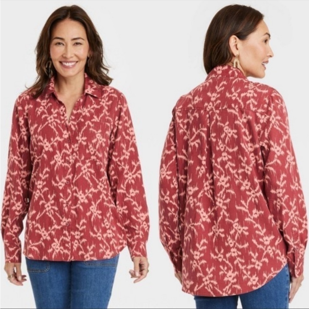 Knox Rose Deep Hibiscus High Low Blouse , New with Tags